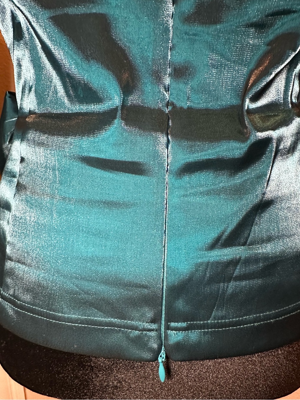 Vintage Cachet Teal Satin Wrap Blouse Rhinestone Buckle Evening Top Size 6 - Picture 6 of 12